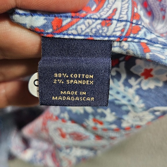 NEW Cremieux Casual Shirt Men 3XT Tall Stretch‎ Paisley Short Sleeve Blue Red - Picture 6 of 11